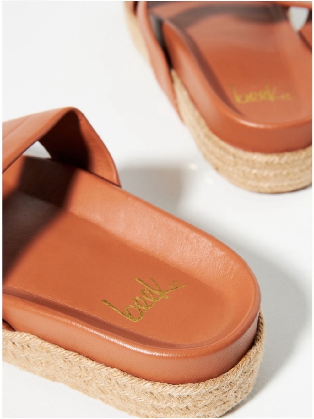 Beek Twinspot Platform Sandal Tan Leather Slide - Picture 3 of 11